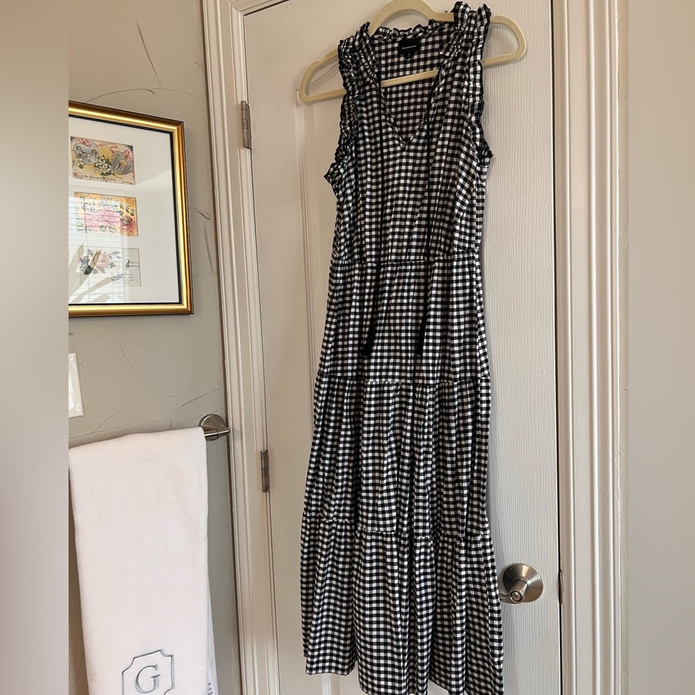 Who What Where black gingham midi dress M